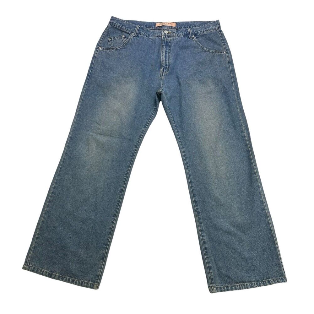 Rip Curl Jeans Mens 38 X 32 Blue Denim Baggy Straight Leg Mid Rise Medium Wash